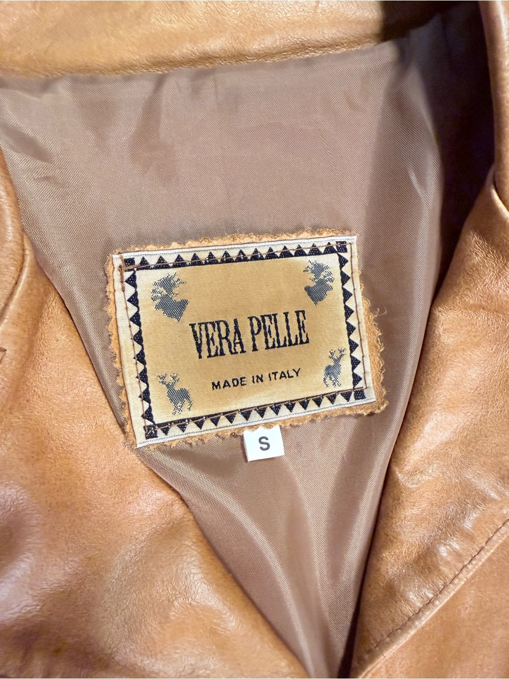 Vintage | Vera Pelle | Italian Leather Jacket | Women’s Size S | Camel Tan - Picture 7 of 12